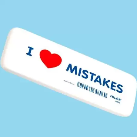 (CNM4806) MILAN GOMA 4806 MISTAKES BISELADA MIGA DE PAN FLEXIBLE BLANCO CAJA 6 GOMAS