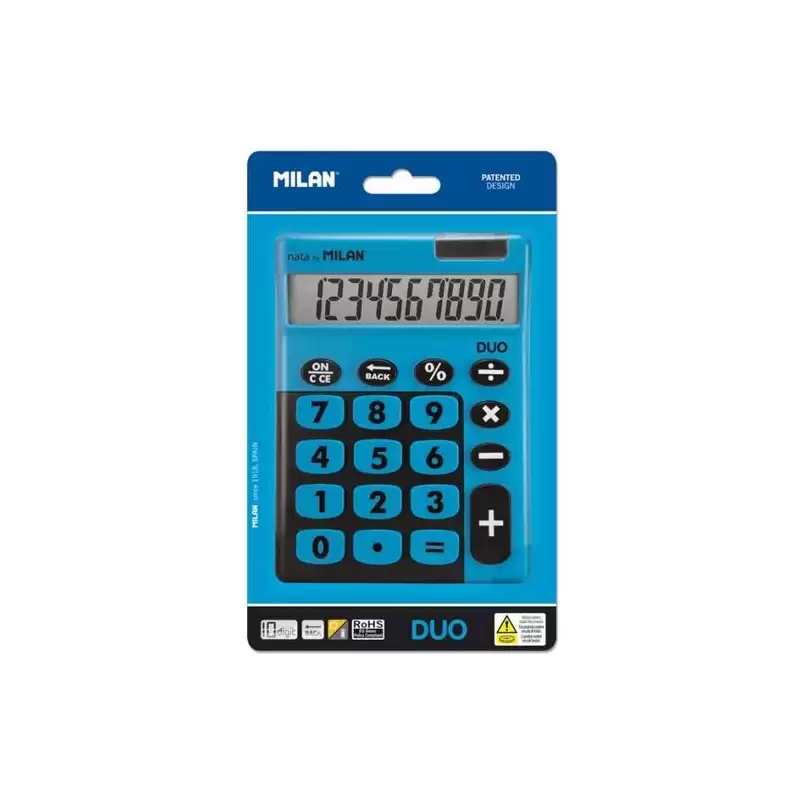 (150610TDBBL) MILAN CALCULADORA TOUCH DUO 10 DIGITOS DUAL BLISTER AZUL