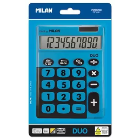 (150610TDBBL) MILAN CALCULADORA TOUCH DUO 10 DIGITOS DUAL BLISTER AZUL