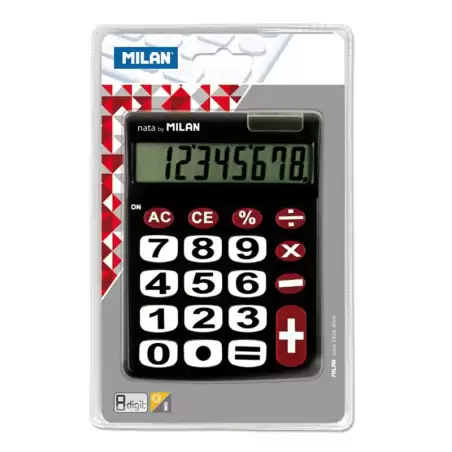 (151708BL) MILAN CALCULADORA NEGRO 8 DIGITO DUAL BLISTER
