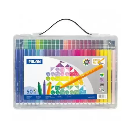 (0615350Y) MILAN ROTULADORES PUNTA CÓNICA COLORES SURTIDOS MALETÍN 50 UD