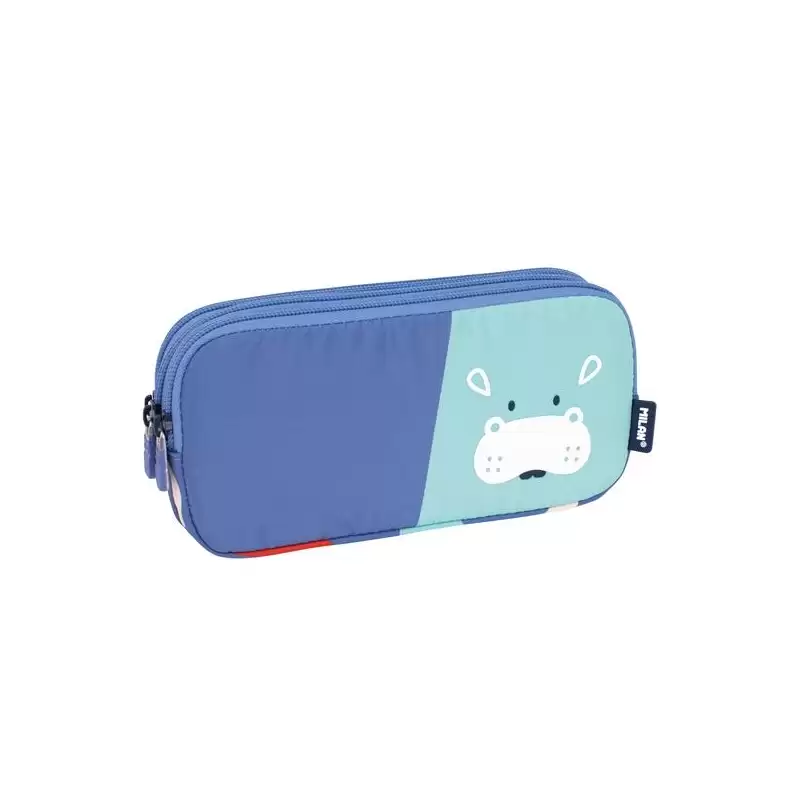 (081135FAB) MILAN PORTATODO 3 CREMALLERAS SERIE ESPECIAL FUN ANIMALS AZUL