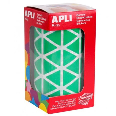 (4870) APLI GOMETS TRIANGULARES 20MM ROLLO VERDE -ROLLO 2832 UNIDADES-