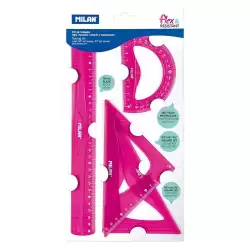 (359801P) MILAN REGLAS FLEX&RESISTANT 30CM ROSA TRANSLUCIDO KIT DE 4 PIEZAS