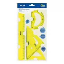 (359801Y) MILAN REGLAS FLEX&RESISTANT 30 CM AMARILLO TRANSLUCIDO KIT 4 PIEZAS