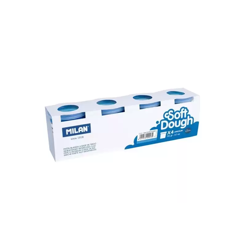 (9135115204) MILAN PASTA BLANDA SOFT DOUGH BOTE 116GR AZUL CAJA 4 UD
