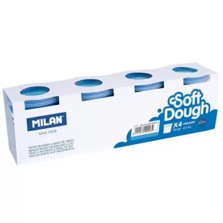 (9135115204) MILAN PASTA BLANDA SOFT DOUGH BOTE 116GR AZUL CAJA 4 UD