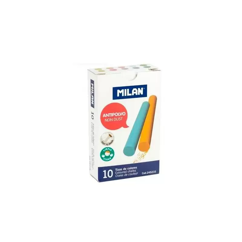 (245210) MILAN TIZAS COLOR ANTIPOLVO CARBONATO CÁLCICO CAJA DE 10