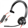 (8X216AA) HP POLY AURICULARES BLACKWIRE C3310 DIADEMA MONOAURAL C/ MICRÓFONO CONTROL DE VOLUMEN CABLE USB NEGRO