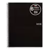 (MR2824) MIQUELRIUS CUADERNO ESPIRAL 150H A4 5X5MM 70GR 4 TALADROS MICROPERFORADO 6 BANDAS COLOR TAPA PP NEGRO