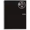 (MR2827) MIQUELRIUS CUADERNO ESPIRAL 150H A5 5X5MM 70GR 2 TALADROS MICROPERFORADO 6 BANDAS COLOR TAPA PP NEGRO