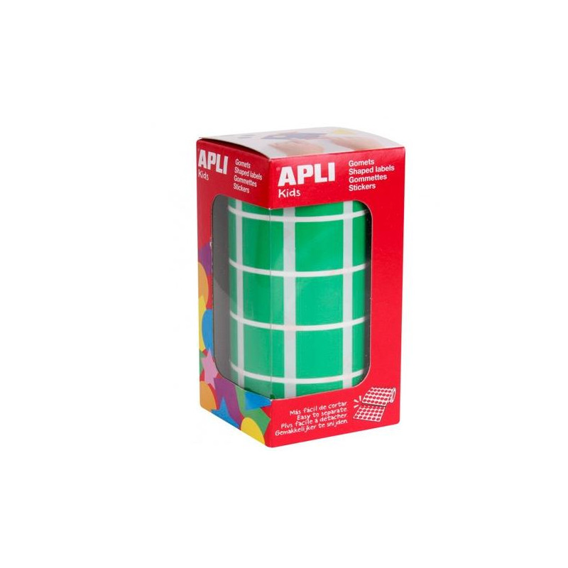 (4878) APLI GOMETS CUADRADOS 20MM ROLLO VERDE -ROLLO 1770 UNIDADES-
