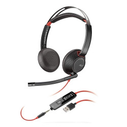 (8X231AA) HP POLY AURICULARES BLACKWIRE 5220 DIADEMA BINAURAL C/ MICRÓFONO CONTROL DE VOLUMEN CABLE USB+JACK 3