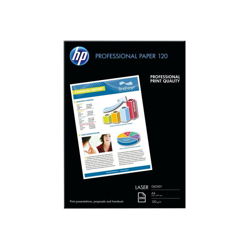 (7MV82A) HP PAPEL BLANCO LASER GLOSSY PROFESSIONAL A4 120GR 250HOJAS