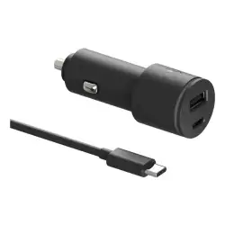 (SJV102-EU) MOTOROLA CARGADOR DE COCHE 1 USB-A - 1 USB-C CON CABLE 45W NEGRO