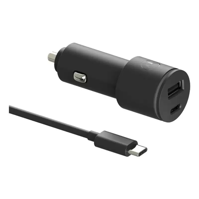 (SJV102-EU) MOTOROLA CARGADOR DE COCHE 1 USB-A - 1 USB-C CON CABLE 45W NEGRO