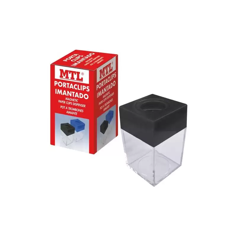 (79291) MTL PORTACLIPS IMANTADO DEPÓSITO TRANSPARENTE PLÁSTICO EMBOCADURA NEGRO