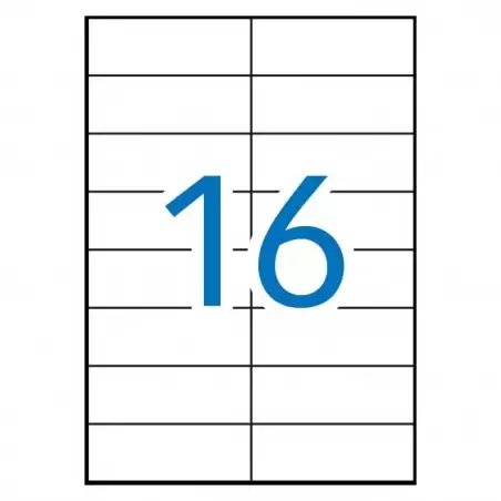 (04708) MULTI-3 ETIQUETAS ADHESIVAS 105X37MM INKJET/LÁSER C/RECTOS 16 X 100H BLANCO