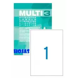 (04714) MULTI-3 ETIQUETAS ADHESIVAS 210X297 INKJET/LÁSER C/RECTOS 1 X 100 H BLANCO
