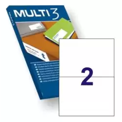 (04715) MULTI-3 ETIQUETAS ADHESIVAS 210X148MM INKJET/LÁSER C/RECTOS 2 X 100H BLANCO