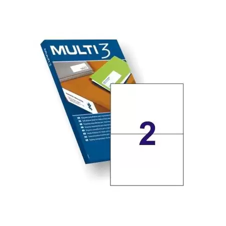 (04715) MULTI-3 ETIQUETAS ADHESIVAS 210X148MM INKJET/LÁSER C/RECTOS 2 X 100H BLANCO