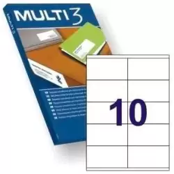 (04724) MULTI-3 ETIQUETAS ADHESIVAS 105X57MM INKJET/LÁSER C/RECTOS 10 X 100H BLANCO
