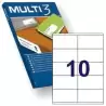(04724) MULTI-3 ETIQUETAS ADHESIVAS 105X57MM INKJET/LÁSER C/RECTOS 10 X 100H BLANCO