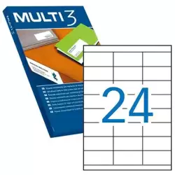 (10517) MULTI-3 ETIQUETAS ADHESIVAS 70X35MM INKJET/LÁSER C/RECTOS 24 X 500H BLANCO