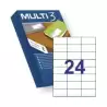 (10518) MULTI-3 ETIQUETAS ADHESIVAS 70X37MM INKJET/LÁSER CANTOS RECTOS 24 X 500H BLANCO