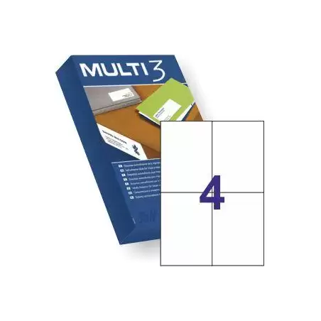 (10531) MULTI-3 ETIQUETAS ADHESIVAS 105X148MM INKJET/LÁSER C/RECTOS 4 X 500H BLANCO