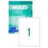 (10533) MULTI-3 ETIQUETAS ADHESIVAS 210X297MM INKJET/LÁSER C/RECTOS 1 X 500H BLANCO