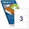 (12549) MULTI-3 ETIQUETAS ADHESIVAS 210X99MM INKJET/LÁSER C/RECTOS 3 X 100H BLANCO