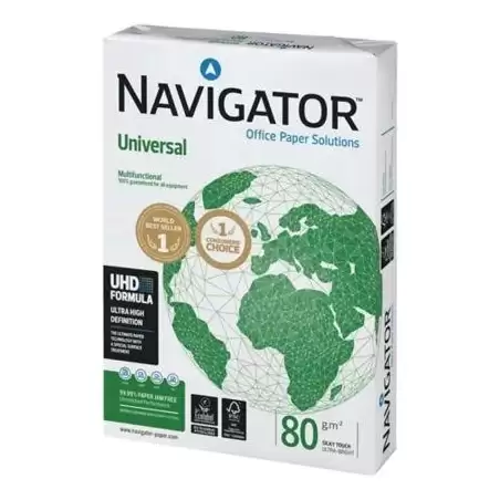 (108805) NAVIGATOR PAPEL UNIVERSAL DIN A4 80GR PAQUETE 500H BLANCO -CAJA 5 UD- *** MAS DE 7 CAJAS SE PALETIZA