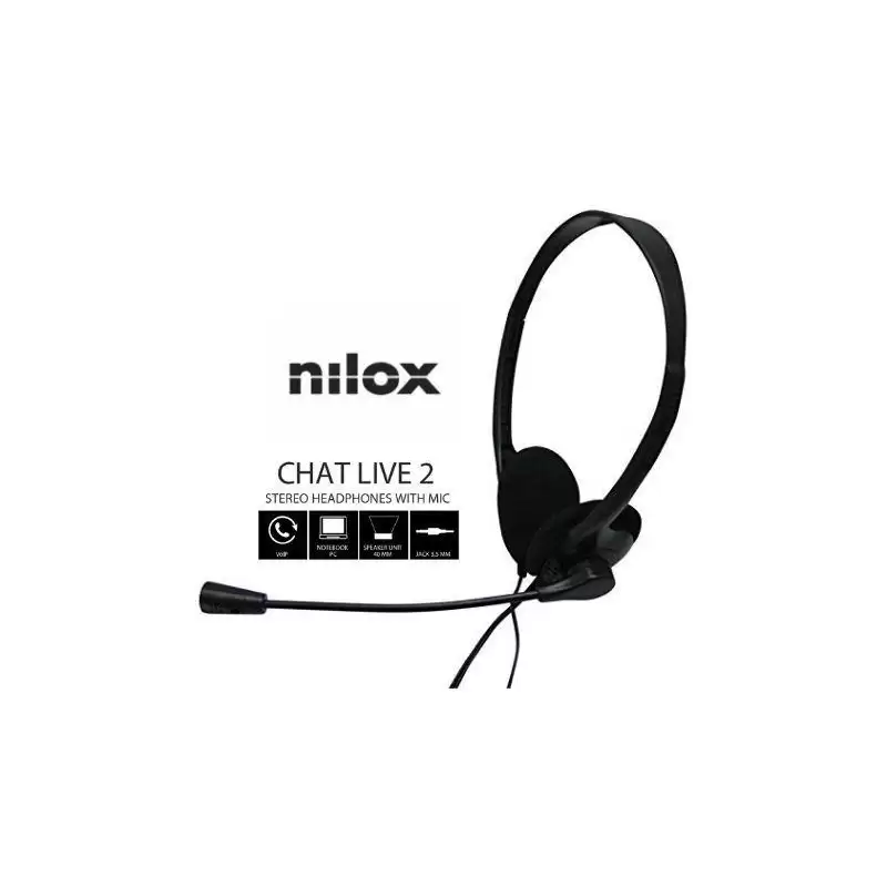 (NXCM0000004) NILOX AURICULARES MICRÓFONO CHAT LIVE 2 C/ CABLE JACK 3.5MM NEGRO