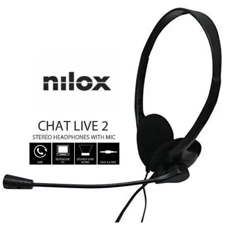 (NXCM0000004) NILOX AURICULARES MICRÓFONO CHAT LIVE 2 C/ CABLE JACK 3.5MM NEGRO