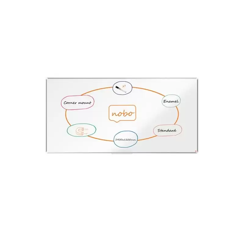 (1915151) NOBO PIZARRA PREMIUM PLUS DE ACERO VITRIFICADO 240X120CM BLANCO