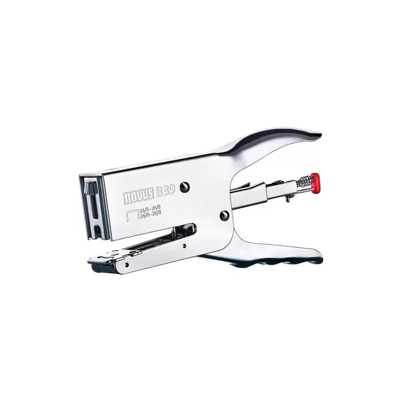 (021-0094) NOVUS GRAPADORA DE TENAZA B 39 ERGONÓMICA METAL CROMADO PLATA