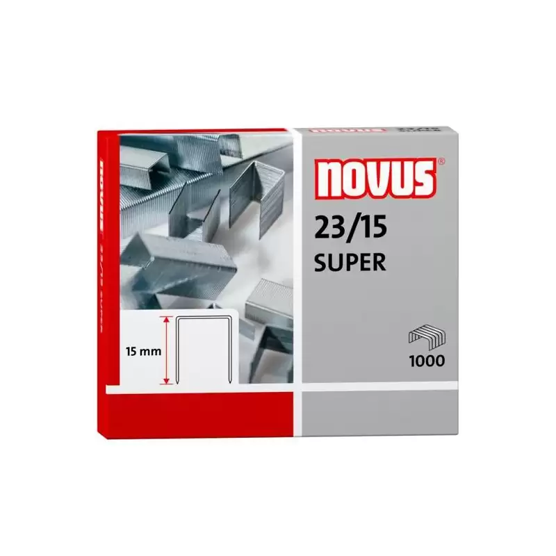 (042-0044) NOVUS GRAPAS SUPER 23/15 PARA GRAPADORAS DE GRUESOS CAJA 1000 UD