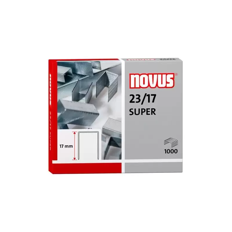 (042-0045) NOVUS GRAPAS 23/17 SUPER PARA GRAPADORAS DE GRUESOS CAJA 1000 UD