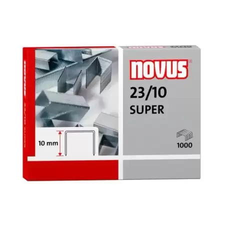 (042-0531) NOVUS GRAPAS 23/10 SUPER PARA GRAPADORAS DE GRUESOS CAJA 1000 UD