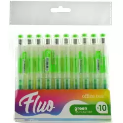 (FL136) OFFICE BOX MARCADOR FLUORESCENTE FLUO RECARGABLE VERDE PACK 10 UD