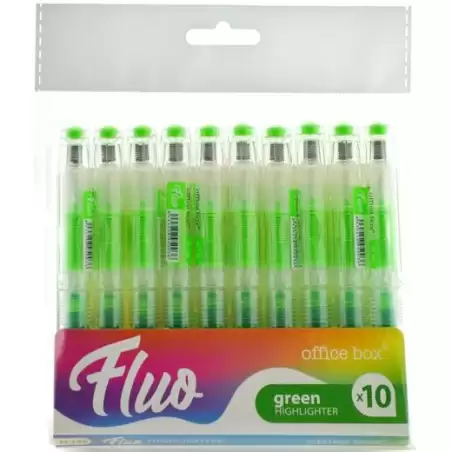 (FL136) OFFICE BOX MARCADOR FLUORESCENTE FLUO RECARGABLE VERDE PACK 10 UD