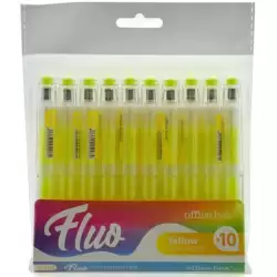 (FL153) OFFICE BOX MARCADOR FLUORESCENTE FLUO RECARGABLE AMARILLO PACK 10 UD