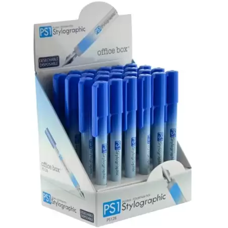 (PS128) OFFICE BOX PLUMA ESTILOGRÁFICA PS1 DESECHABLE TINTA AZUL EXPOSITOR 24 UD