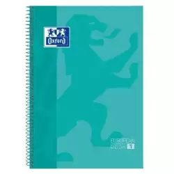 (400040983) OXFORD CUADERNO CLASSIC EUROPEANBOOK 1 MICROPERFORADO 80H A4+ 5X5 T/EXTRADURAS BANDA COLOR VERDE MENTA