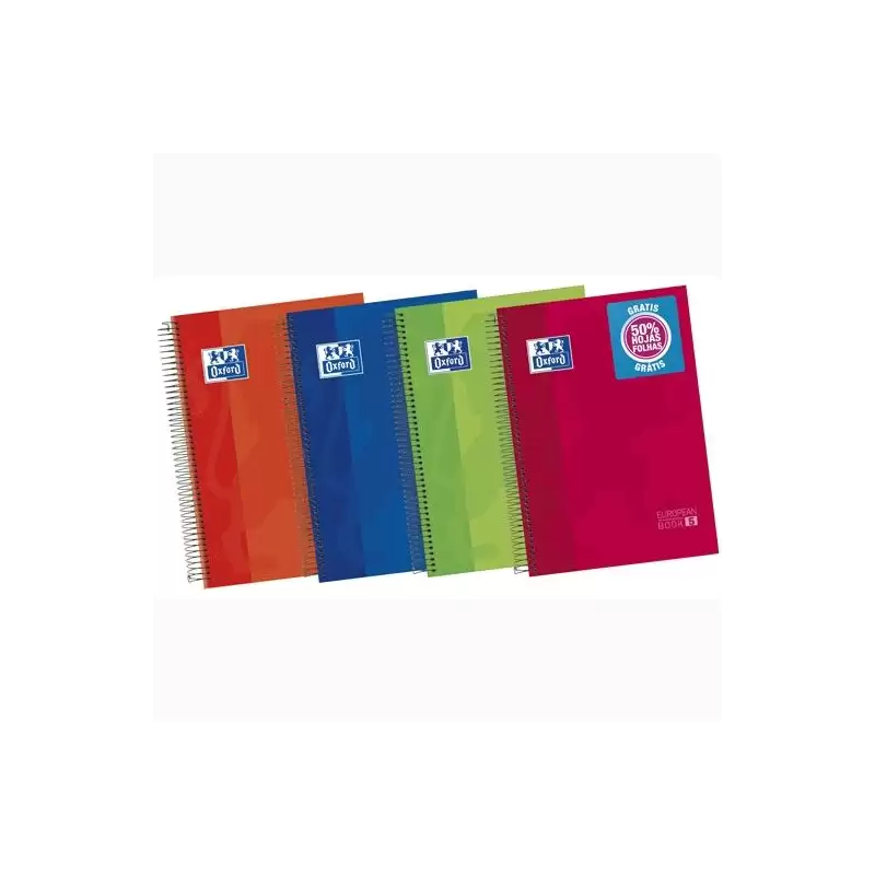 (400060750) OXFORD CUADERNO CLASSIC EUROPEANBOOK 5 WRITE&ERASE 120H A4+ 1 LÍNEA MICROPERFORADO T/EXTRADURA C/ VIVOS SURTIDOS