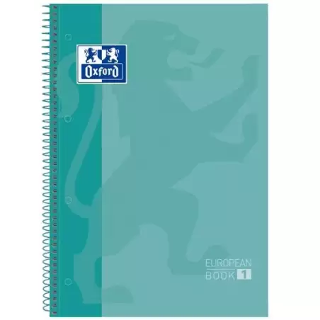 (400078125) OXFORD CUADERNO CLASSIC EUROPEANBOOK 1 WRITE&ERASE 80H A4+ 1 LINEA MICROPERFORADO T/EXTRADURA PACK 5 UD ICE MINT