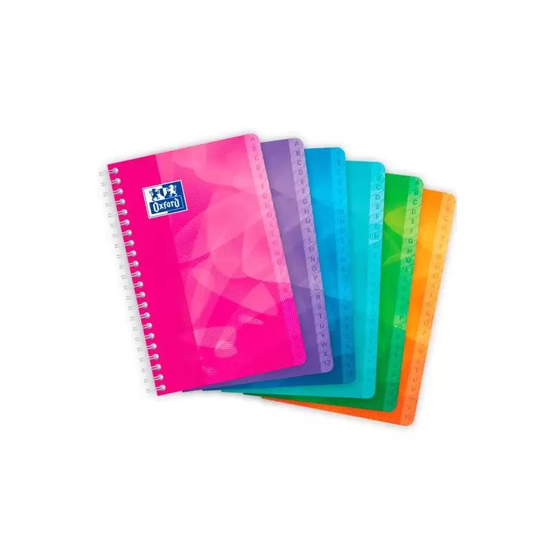 (400080692) OXFORD CUADERNO ÍNDICE ALFABÉTICO C/ESPIRAL 50H 11X17CM 90GR 5X5MM TAPA PLÁSTICO LAGOON C/SURTIDOS