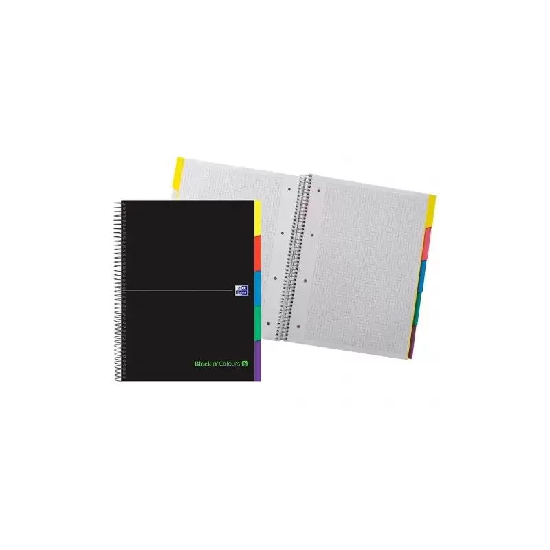 (400088331) OXFORD CUADERNO EUROPEANBOOK 5 &YOU 100H A4+ 5X5 CON 5 PESTAÑAS TAPA EXTRADURA NEGRO