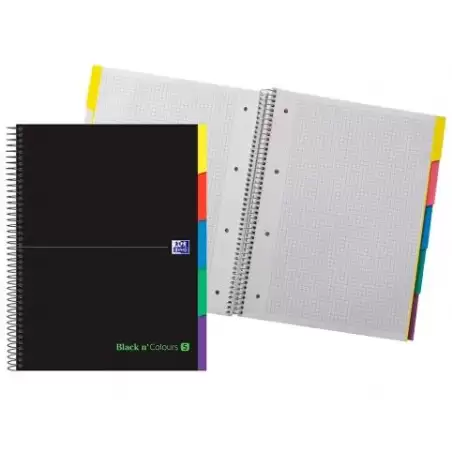 (400088331) OXFORD CUADERNO EUROPEANBOOK 5 &YOU 100H A4+ 5X5 CON 5 PESTAÑAS TAPA EXTRADURA NEGRO